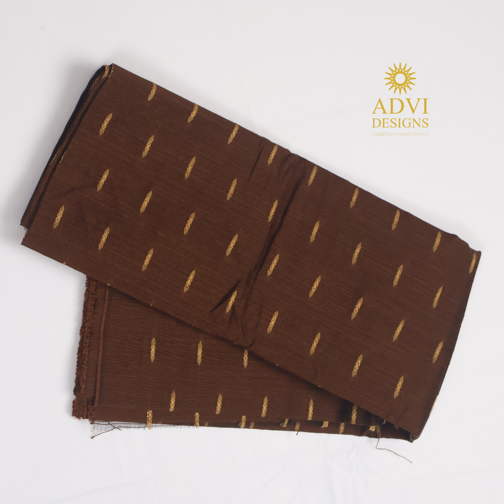 Premium Kerala Cotton Set Mundu with Brown Temple Border & Matching Blouse