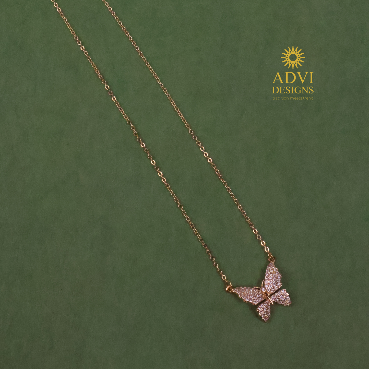 Elegant Butterfly Pendant Necklace with Sparkling Stones