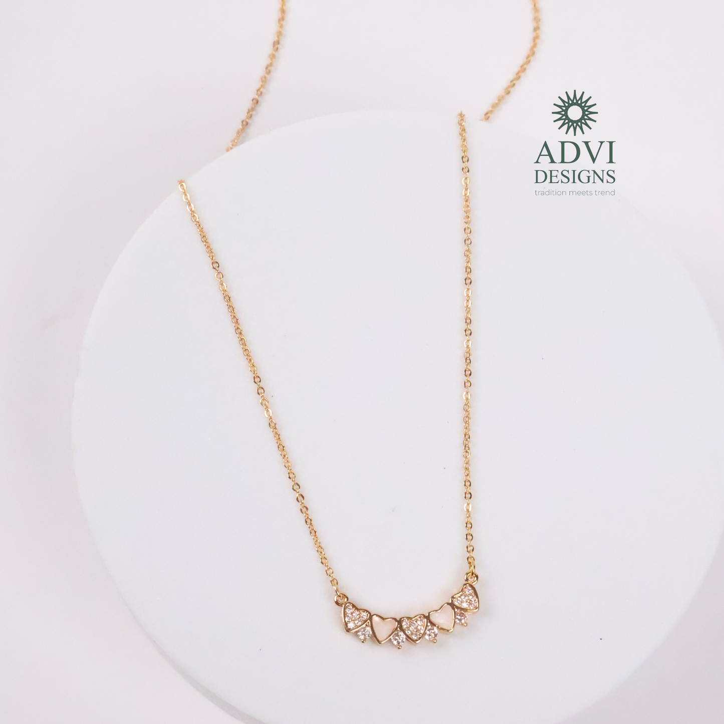 Elegant Heart Motif Necklace with Sparkling AD Stones