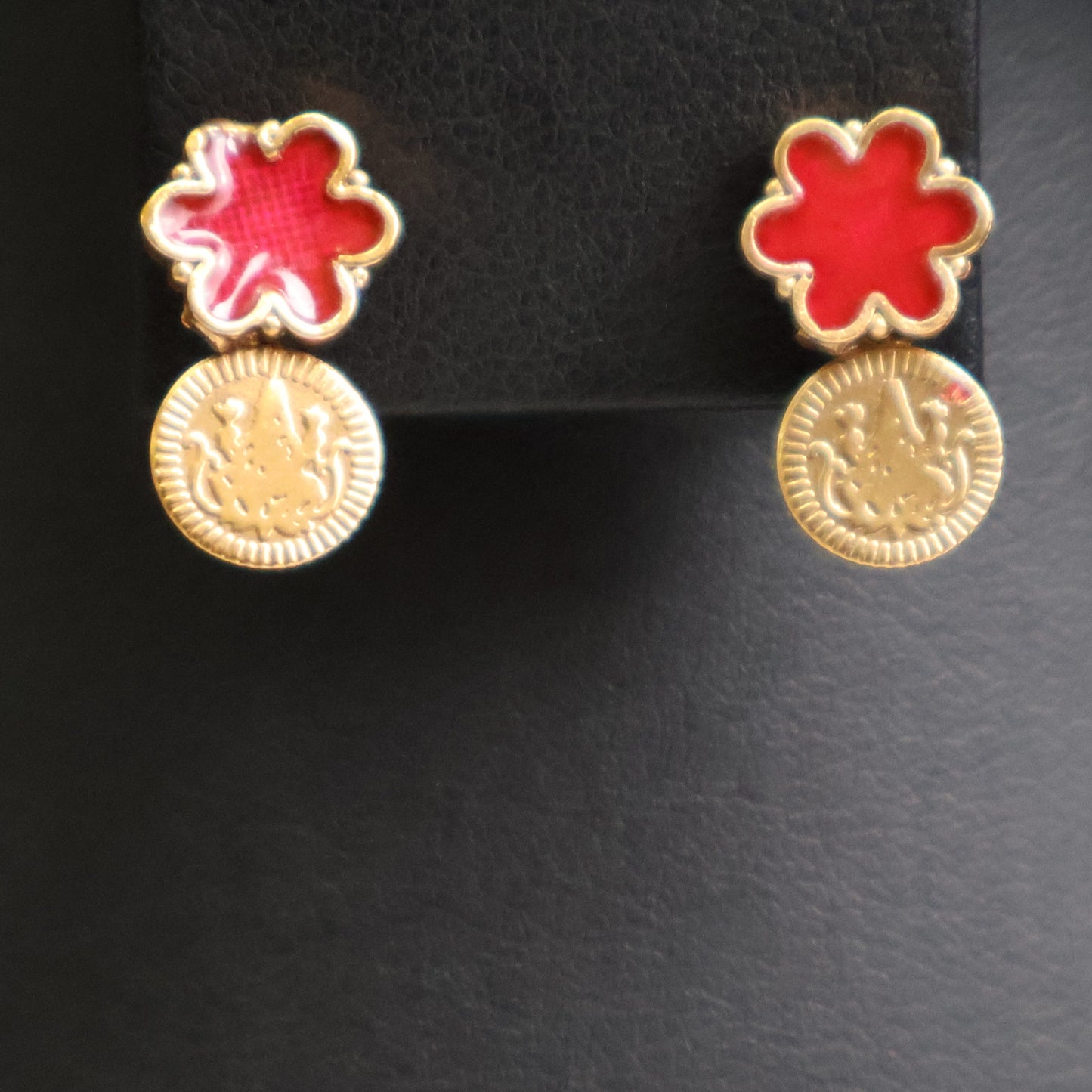 Ruby Red Floral Coin Choker Set