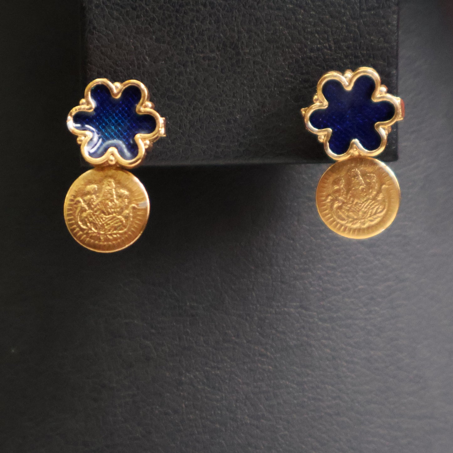 Navy Blue Floral Coin Choker Set
