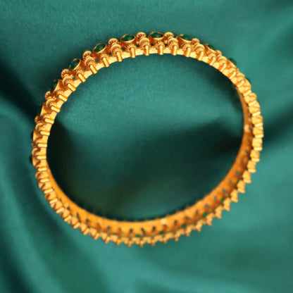 Antique Gold Emerald Green Traditional Bangle