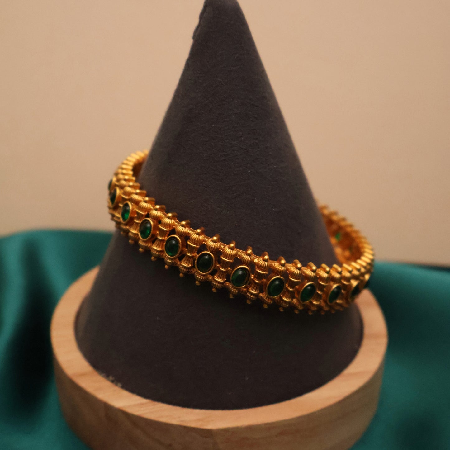 Antique Gold Emerald Green Traditional Bangle