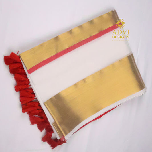 Elegant White Mul Cotton Saree with Golden Zari Border