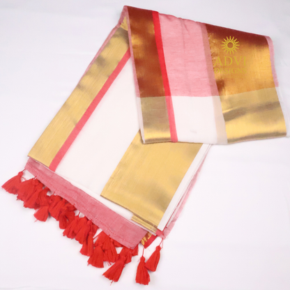 Elegant White Mul Cotton Saree with Golden Zari Border