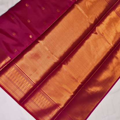 Magenta Banarasi Semi Katan Silk Saree with Rich Gold Zari Border