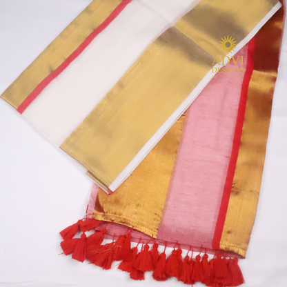 Elegant White Mul Cotton Saree with Golden Zari Border