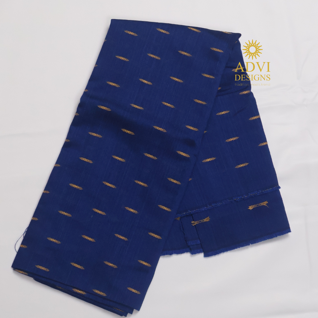 Premium Kerala Cotton Set Mundu with Royal Blue Temple Border & Matching Blouse