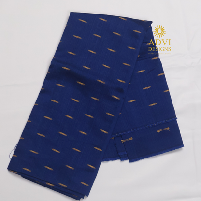Premium Kerala Cotton Set Mundu with Royal Blue Temple Border & Matching Blouse