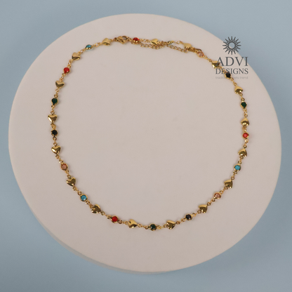 Minimalist Heart Charm Multicolor Crystal Necklace | Gold Finish