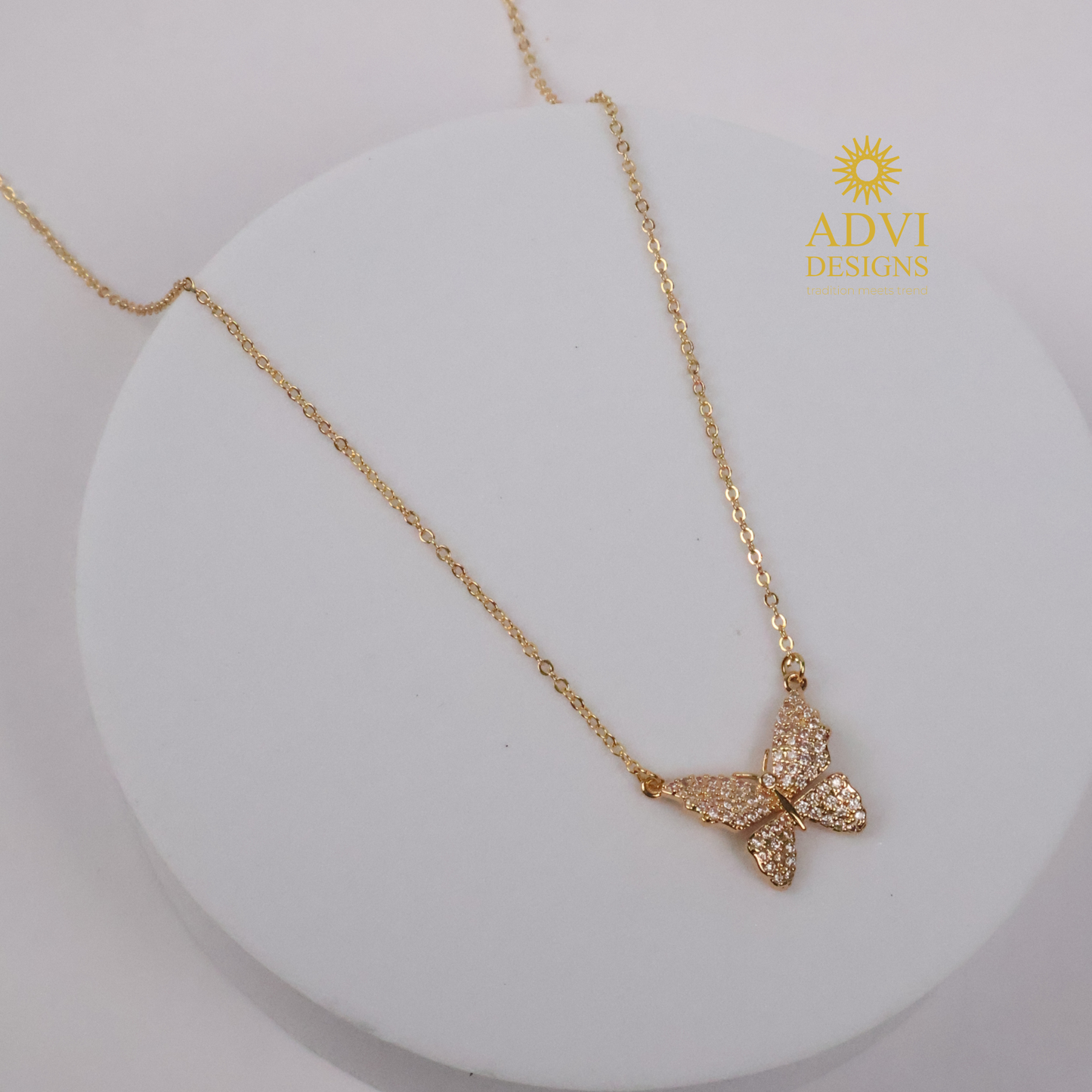 Elegant Butterfly Pendant Necklace with Sparkling Stones