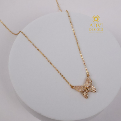 Elegant Butterfly Pendant Necklace with Sparkling Stones
