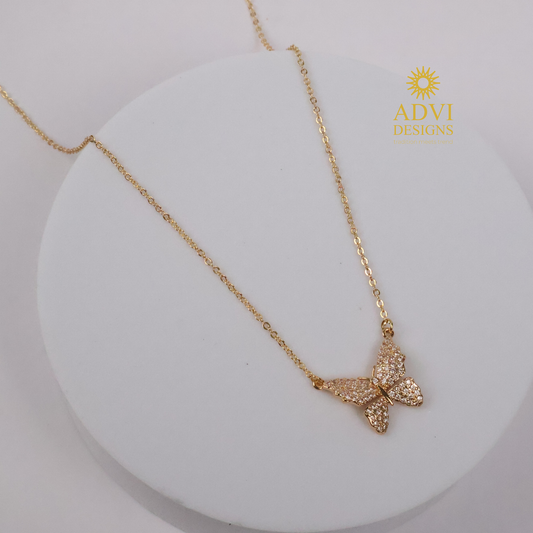 Elegant Butterfly Pendant Necklace with Sparkling Stones