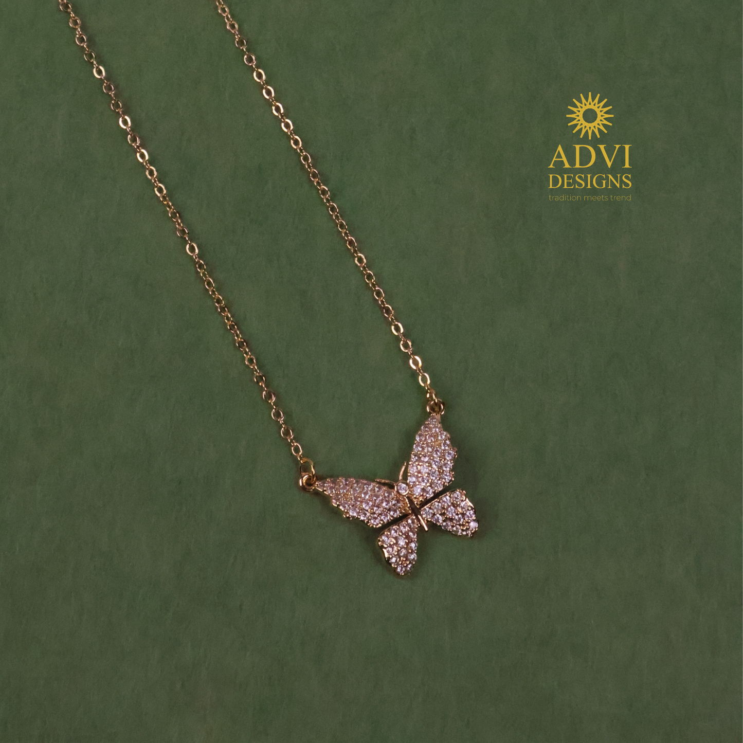 Elegant Butterfly Pendant Necklace with Sparkling Stones