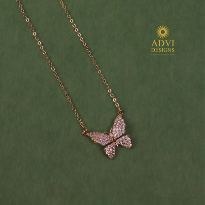 Elegant Butterfly Pendant Necklace with Sparkling Stones