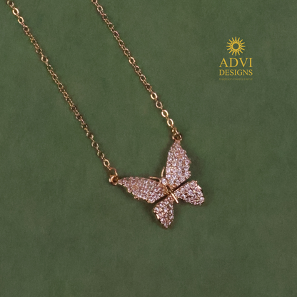 Elegant Butterfly Pendant Necklace with Sparkling Stones