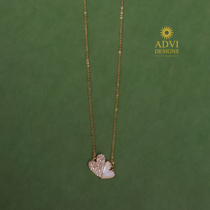 Elegant Double Heart Pendant Necklace with Sparkling AD Stones