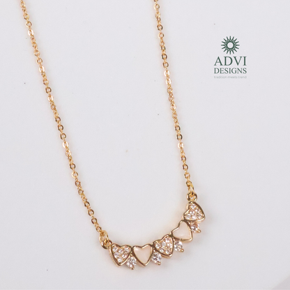 Elegant Heart Motif Necklace with Sparkling AD Stones
