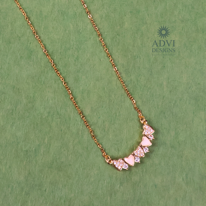 Elegant Heart Motif Necklace with Sparkling AD Stones