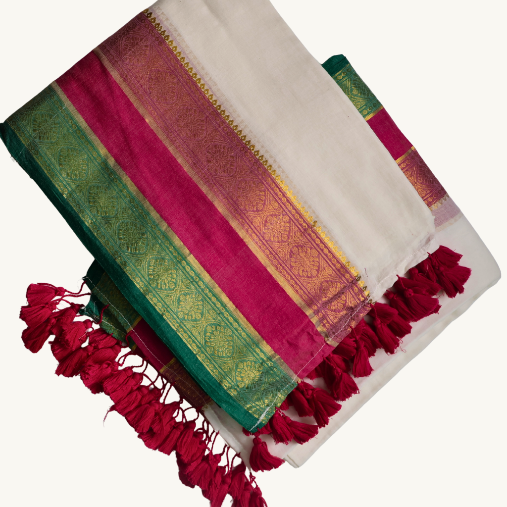 Elegant White Mul Cotton Saree with Kanchi Border