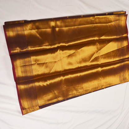 Coffee Brown Banarasi Semi Katan Silk Saree with Rich Gold Zari Border