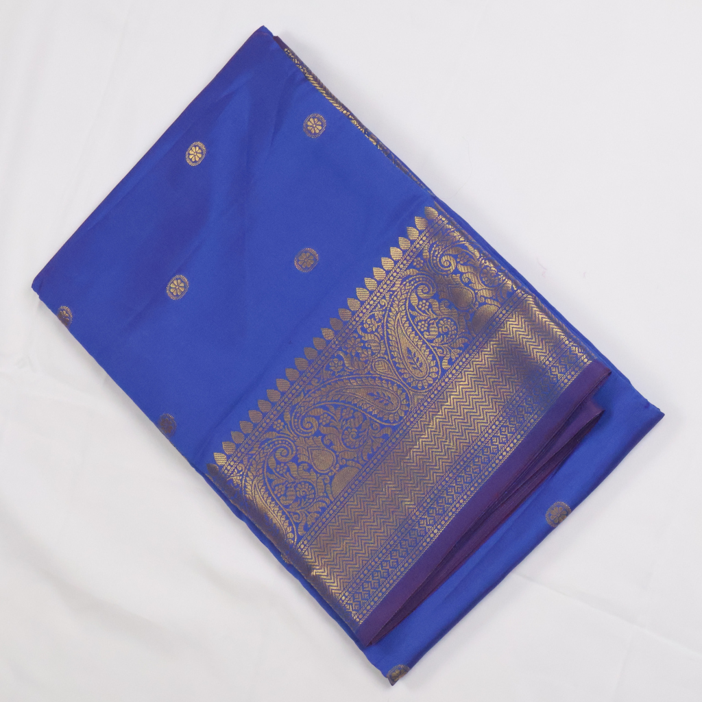 Royal Blue Banarasi Semi Katan Silk Saree with Rich Gold Zari Border