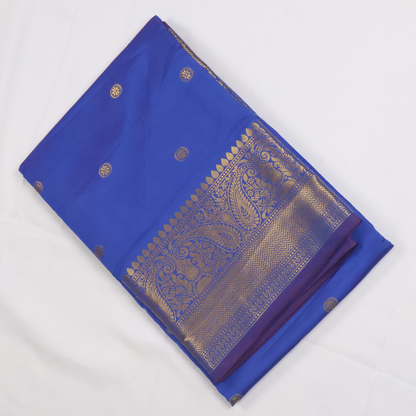 Royal Blue Banarasi Semi Katan Silk Saree with Rich Gold Zari Border