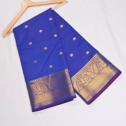 Royal Blue Banarasi Semi Katan Silk Saree with Rich Gold Zari Border