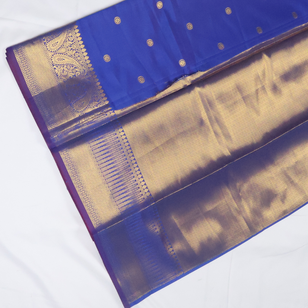 Royal Blue Banarasi Semi Katan Silk Saree with Rich Gold Zari Border