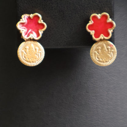 Ruby Red Floral Coin Choker Set