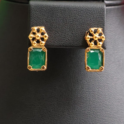 Emerald Green Antique Gold Choker Necklace Set
